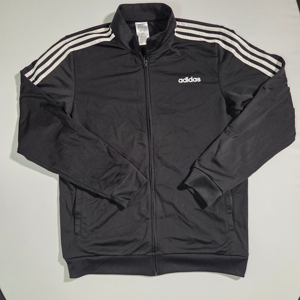 Adidas‎ Track Jacket Blue White Stripes Mens Size L Athletic Full Zip